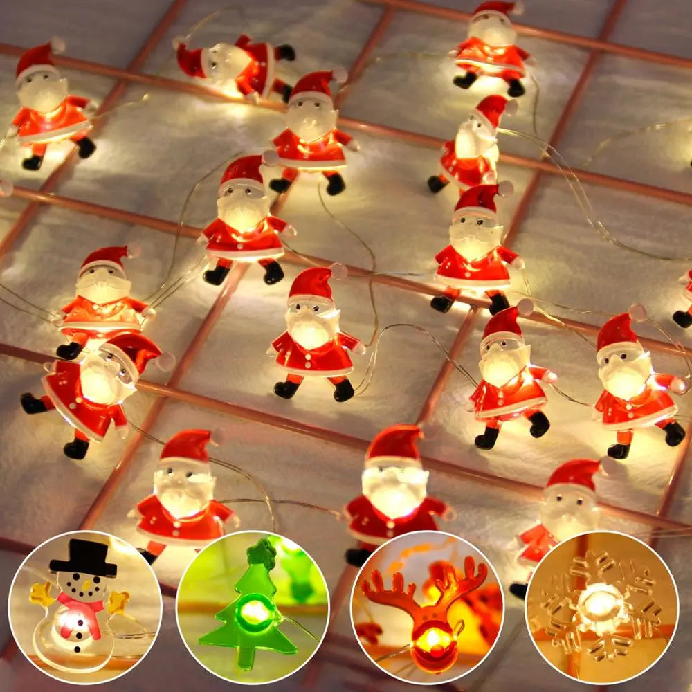 Christmas Tree String Lights Santa Claus Snowman Elk Garland 2023 Christmas Decorations for Home Xmas Ornaments Navidad New Year